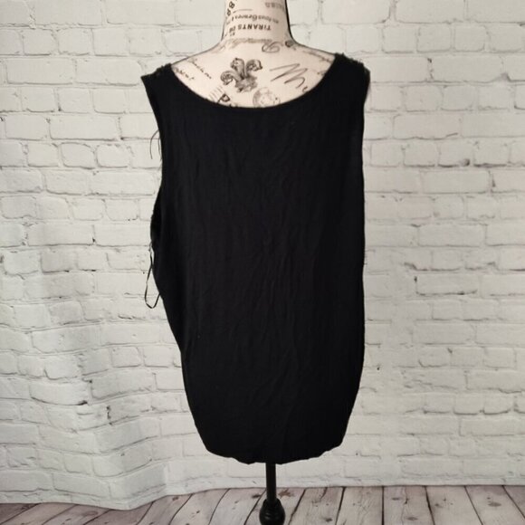 New Noir Sequined Sleeveless Blouse Top Feathery Accents Stretch Black Size 3X - Picture 5 of 7